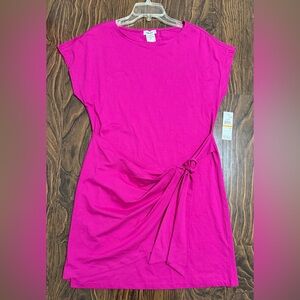 NEW DKNY Bright Fuchsia Side-Tie Mini Hot Pink Dress Small